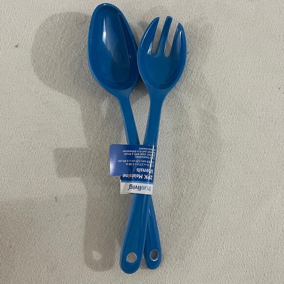 True Living Blue Melamine 2-Pack 9.72" Fork Spoon Utensils - Picture 2 of 3